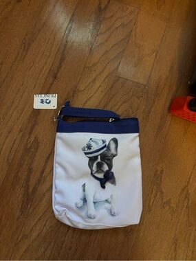 Princess Navy & White Mini Bag with French Bulldog Print